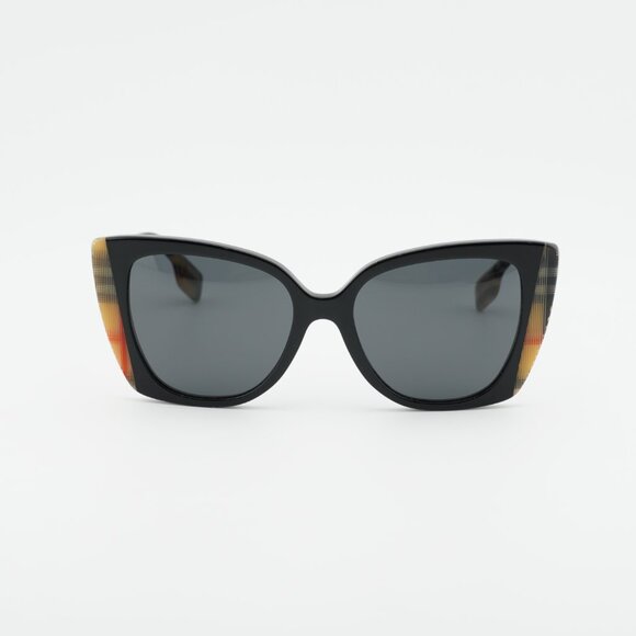 Burberry BE4393 405587 Sunglasses Black/Vintage Check Cat Eye Frame, Grey Lenses main image 4